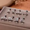 Wholesale 1 Piece Ear Cartilage Rings & Studs Vintage Style French Style Simple Style Star Wings Butterfly 316L Stainless Steel Copper Waterproof Non Tarnish Surgical Steel Zircon