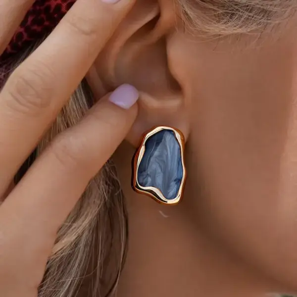 Wholesale Urban Commute Titanium Steel Drip Oil Earrings Geometric Pattern Vacuum Plated Gold 304 Stainless Steel Ear Studs And Drop