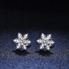 oly-83f3a8009e2cf442bef9e0fc91ec0633 Wholesale S925 Sterling Silver Platinum-Plated Snowflake Six-Prong Simple Elegant Earrings with a High-End Design, a Gift for Girlfriend or Lover