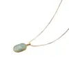 Wholesale Geometric Necklace For Women With Amazonite Inlay, Copper Base, 18K Real Gold Electroplated Bezel Setting And Box Chain