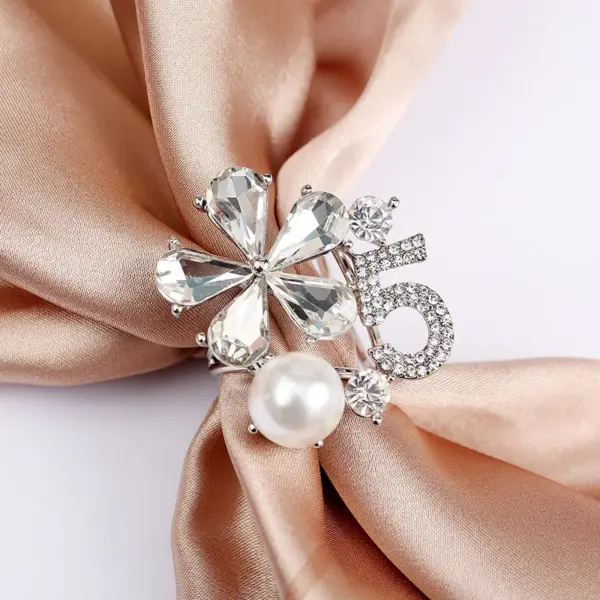 Wholesale Korean Style Pin Number Flower Butterfly Imitation Pearl Alloy Crystal Enamel Inlay Artificial Gemstones Women'S Brooches