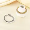 Wholesale 18K Gold Plated Fashion 304 Stainless Steel Layered Zircon Chain Shell Bead Bracelet For Women Unisex Style OT Clasp Jewelry