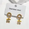 Wholesale Water Plated Imitation Gold Cherry 304 Stainless Steel Earrings For Women New Fashion Elegant Stud Earrings Circle For Shopping