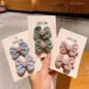 Wholesale Handmade Cotton Butterfly Knot Hair Clips Children's Edged Pure Color Flower Patterned Hair Accessories For Girls All Seasons