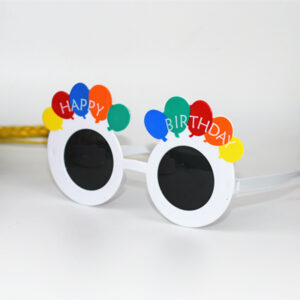 White Round Frame Birthday Glasses / Free size
