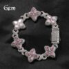 oly-842bcac7d121aff7f7bfbe3fb0ee76cd Wholesale Brass inlaid zircon hip-hop rap chain four-leaf clover bracelet zircon colored necklace