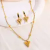 Wholesale Jewelry Retro Simple Style Heart Shape Titanium Steel Earrings Necklace