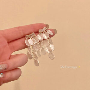 A2685 gold-french super fairy shell tassel earrings