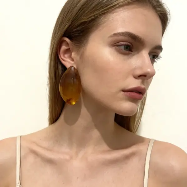 Wholesale Geometric Brown Resin Stud Earrings For Women With 304 Stainless Steel Posts