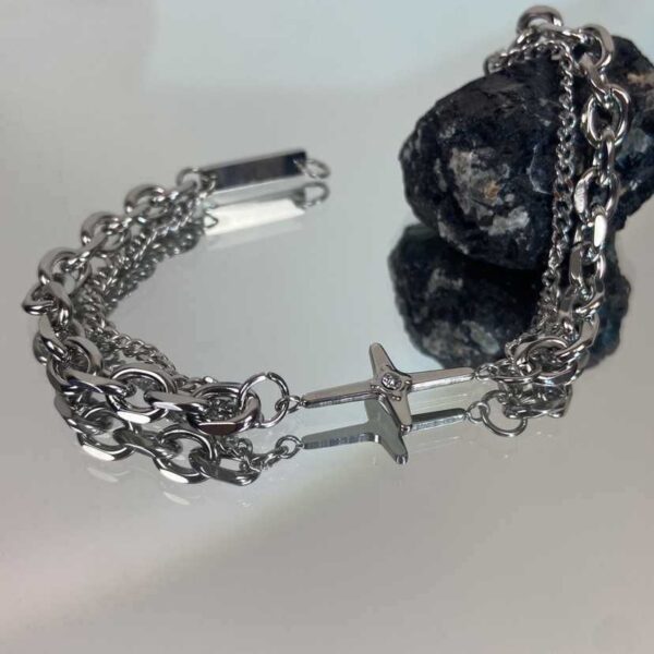 oly-84395d1e19bf463f4219afc6f9075b59 Wholesale Light Luxury Cross Diamond-encrusted Double-layer Bracelet Trendy Men's Ins Niche Design Hip-hop Simple All-match Accessories Women
