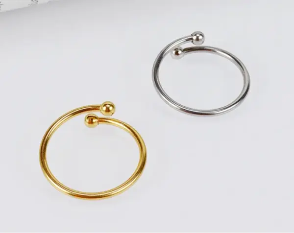 Wholesale 304 Stainless Steel Solid Color Ion Plating (IP) 18K Real Gold Plated Simple Style Classic Style Waterproof Non Tarnish Inlay Gold Open Rings