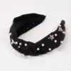Wholesale Pearl Headband With Flag Knot Beaded Hair Accessory Simple Wide Edge Fabric Art Independence Day Theme