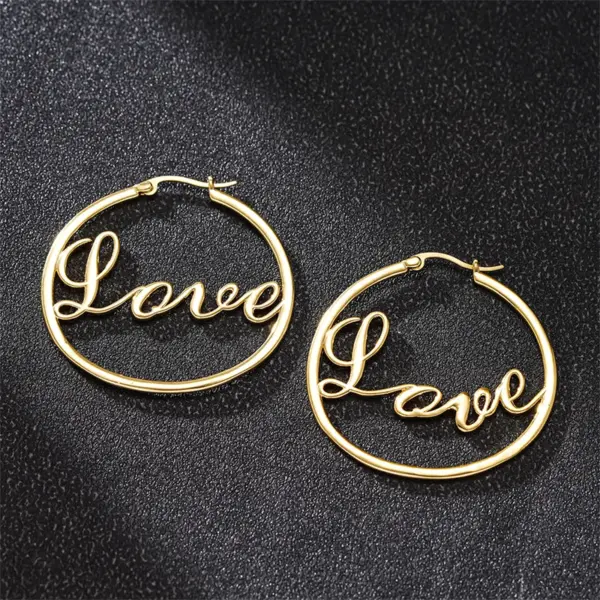 Wholesale Three-dimensional Love Earrings For Women In Copper With KC Golden Water Plating And 0.03µm Thickness
