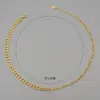 Wholesale Ferroalloy Solid Color Vacuum Plating Real Gold Plated Simple Style Waterproof Non Tarnish Patchwork Cuban Link Chain Gold Necklace