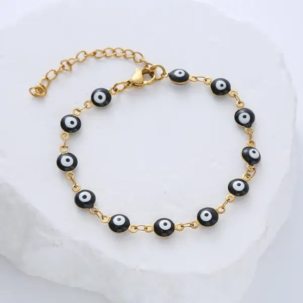 Wholesale 304 Stainless Steel Devil's Eye Simple Style Enamel Bracelets
