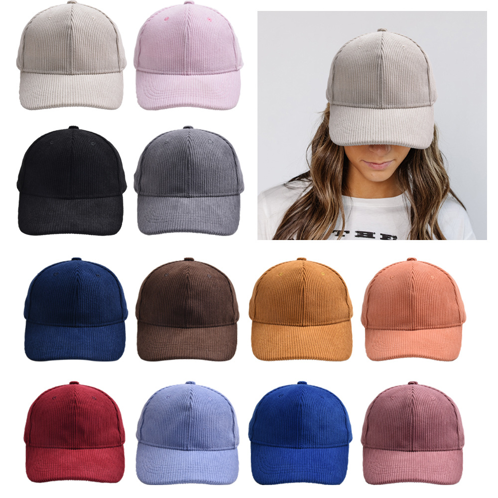 Wholesale 2023 cross-border new corduroy baseball cap European and American outdoor warm windproof casual solid color parent-child peaked cap