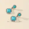 Wholesale Fashion Retro Turquoise Women's Earrings Ethnic Style Jewelry Square Design Alloy Cat Attraction Charm Gold Frog Design Stud Earrings