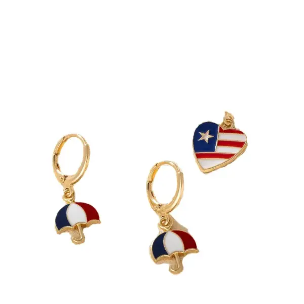 Wholesale Pentagram Enamel Alloy Earrings For Independence Day