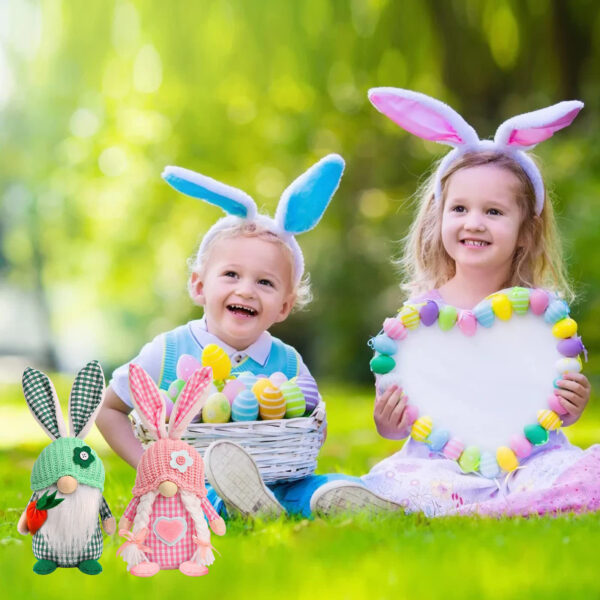 oly-8478c0622c484d966f6ac7f8c27a583d Wholesale Easter faceless doll checkered rabbit ears desktop decoration rabbit holiday decorations