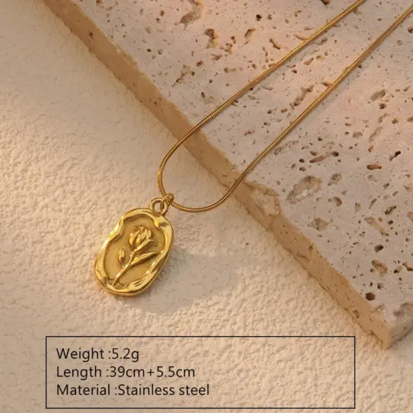 Wholesale 201 Stainless Steel 304 Stainless Steel Plastic Tulip Ion Plating (IP) Acrylic 18K Gold Plated Elegant Waterproof Non Tarnish Inlay Multicolor-Golden Yellow Pendant Necklace