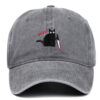 Wholesale Black Cat Knife Embroidered Baseball Cap Cotton Old Washed Baseball Cap Outdoor Hugh