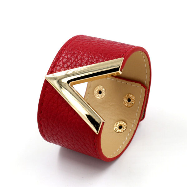 Wholesale Fashion Jewelry Korean Style Textured PU Leather V-Shaped Distinctive Women's Wide Bracelet Bracelet Multicolor
