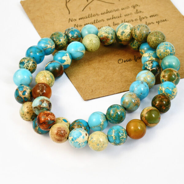 Wholesale Bohemian Beaded Color Emperor Stone Bracelet Card BFF Sea Marinade Bracelet for Men and Women