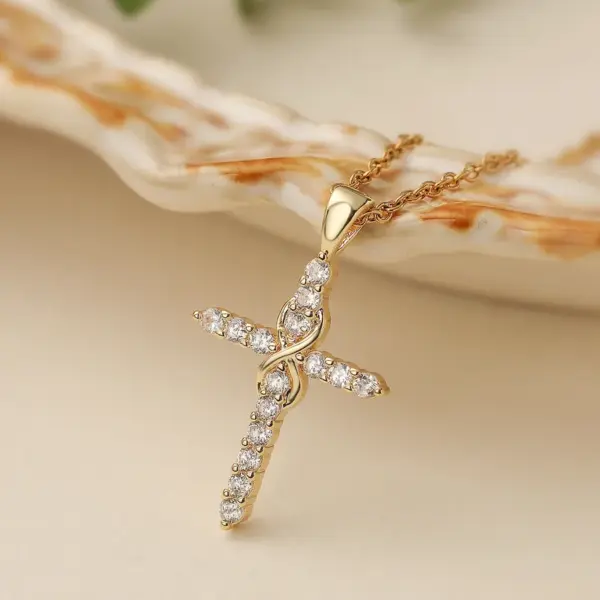 Wholesale Jewelry Retro Simple Style Commute Cross Copper Cable Chain Pendant Necklace