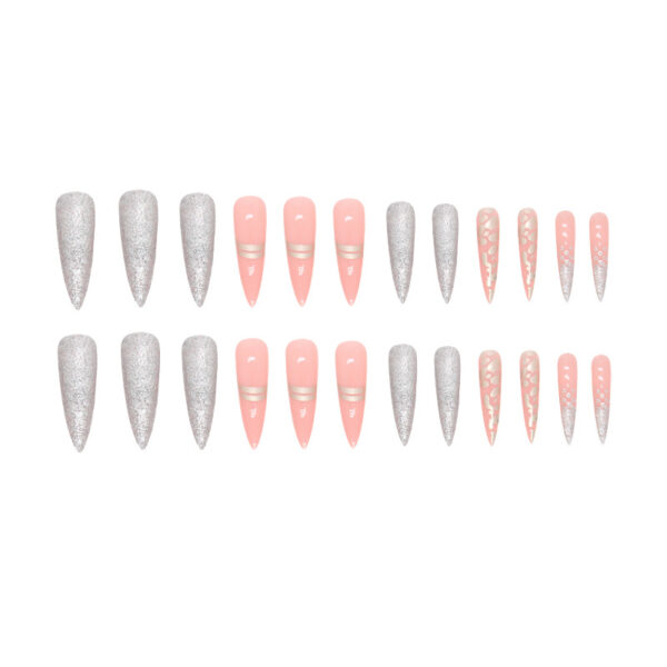 Wholesale Long pointed flash leopard nail art gold foil line leopard spot girls nail 24 box