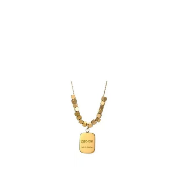 Wholesale Titanium steel square geometric pendant necklace chain trendy jewelry