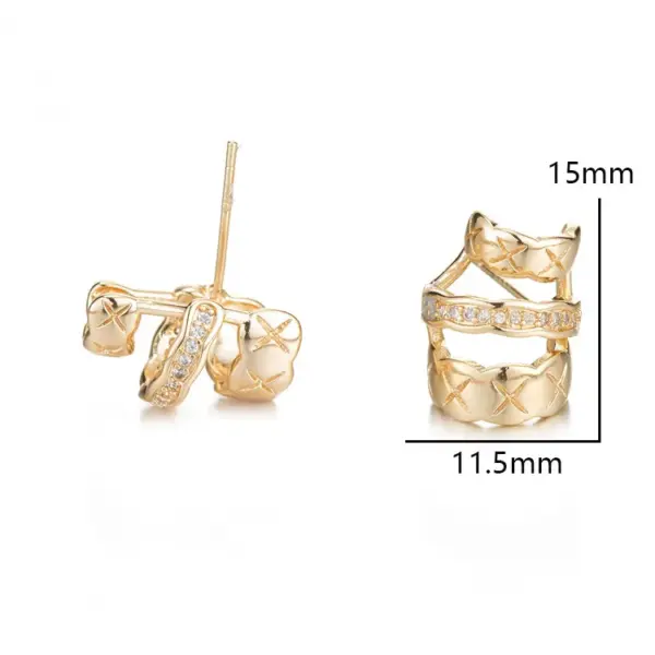 Wholesale Geometric Stud Earrings Featuring 14K Real Gold Plated Copper With Artificial Pearl Inlay And 925 Sterling Silver Posts