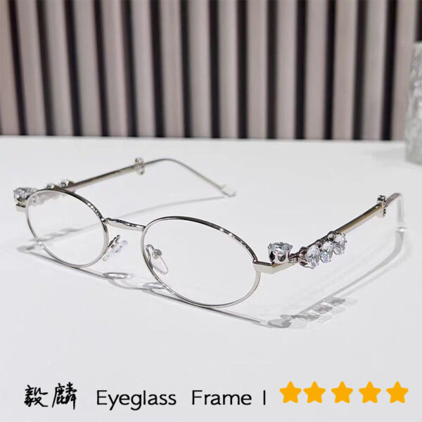 oly-84c42f5f2c221c7e186490ec60ae5357 Wholesale Metal Diamond Oval Small Frame Glasses In-style Resin Anti-blue Glasses Rhinestone Plain Y2K Sunglasses