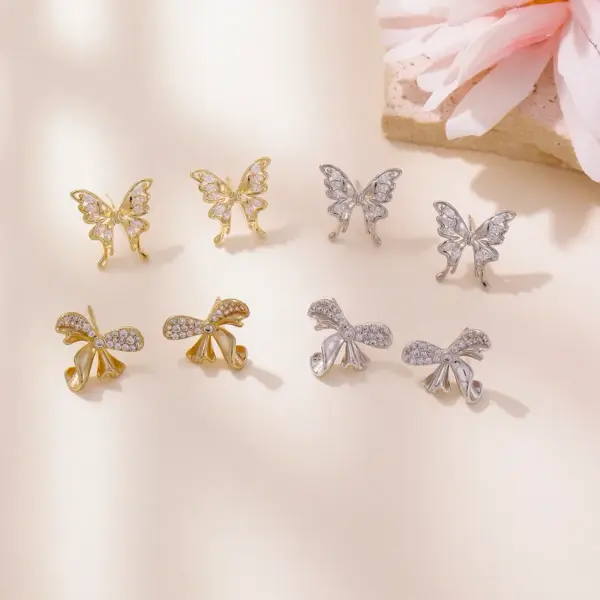 Wholesale 925 Silver Needle New Trendy Flower Stud Earrings Personality High-end Summer Big Round Face Retro Zircon Earrings