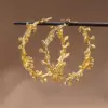 Wholesale Three-dimensional Flowers Earrings For Women In Copper With KC Golden Water Plating And 0.03µm Thickness