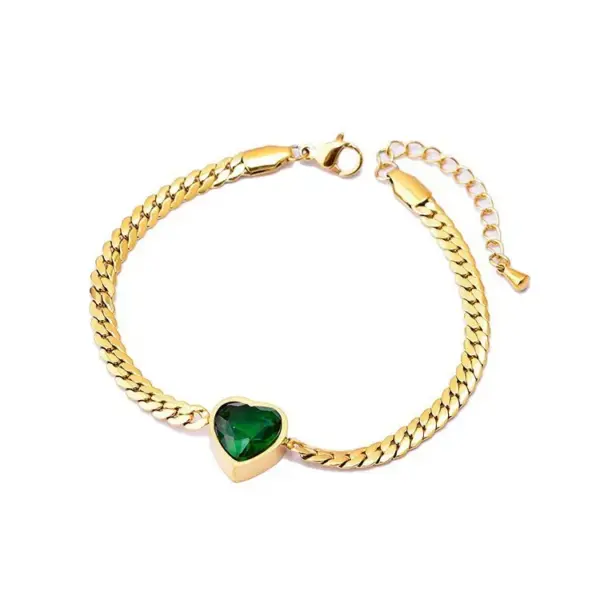 Wholesale Heart Shape Waterproof Non Tarnish Titanium Steel Bracelet For Women With Zircon Inlay