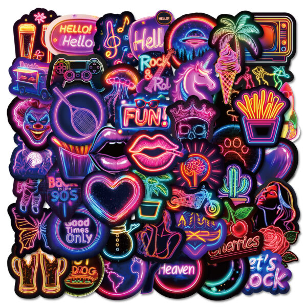Wholesale 50 selling colorful neon graffiti stickers selling neon cherry waterproof decorative stickers