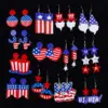 Wholesale Independence Day USA Beautiful Earrings Acrylic Heart Pattern Ethnic Style Star Craft Unisex Jewelry Accessories