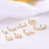 Wholesale 316L Stainless Steel Copper Zircon Ear Cartilage Rings & Studs Geometric Waterproof Non Tarnish Surgical Steel Women'S
