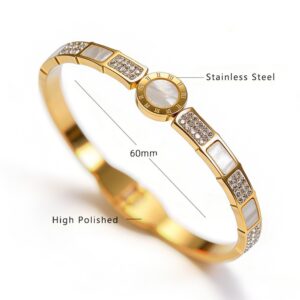 Snake bone shell with diamonds and roman characters in gold / 18K vacuum plating