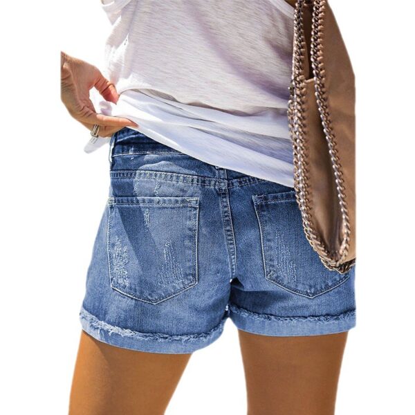 Wholesale Summer Denim Street Trendy Loose Pants Blue Mid-Waist Shorts Straight Leg Pants