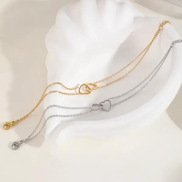 Wholesale PVD Coated 18K Gold Plated Heart 304 Stainless Steel Simple Style Waterproof Non Tarnish 304 Stainless Steel Necklace