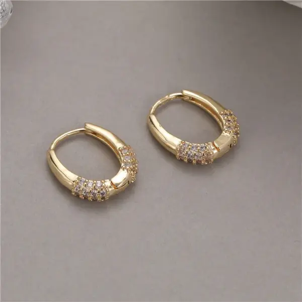 Wholesale U Shape Copper Earrings For Women With Zirconia Inlay And Copper Flat Backs