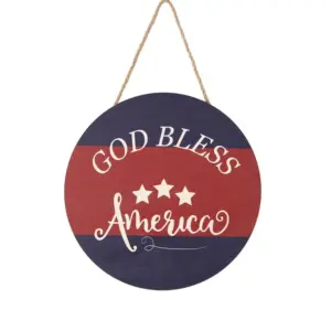 Round Independence Day Hanging Sign F