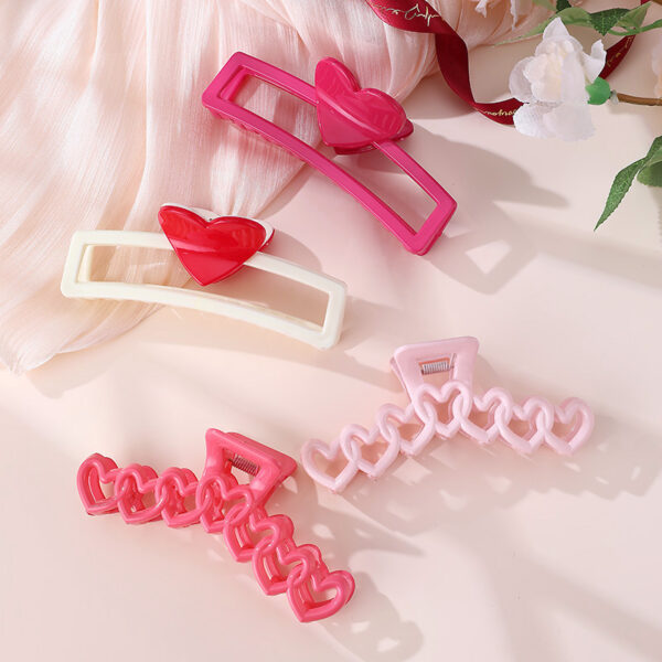oly-853fc2be2edddeaa9a5221b2112a2cc4 Wholesale Valentine's Day Girl Pink Love Big Grab Clip Sweet Cute Elegant Shark Clip Back of Head Hair Accessories Hair Clip