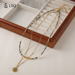 Wholesale Natural Freshwater Pearl African Turquoise Handmade Beaded Necklace Original Design Niche Czech Beads Clavicle Chain