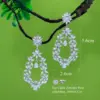 Wholesale Water Plated White Gold Rhodium Plated Inlaid Zircon Long Flower Shape Women's Vintage Copper Material Waterproof Non-Fading Wedding Earrings