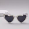 oly-8561741bbf2b75415cb9ee0bbb84ef02 Wholesale Heart-Encrusted Diamond Sunglasses Sunglasses Dot Diamond Handmade Style Female Cute Cat Eye Fresh