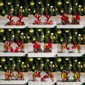 Wholesale Cute Christmas Deer Hair Clip Children's Day Side Corner Adorable Hair Accessories Hairband Hairpins Girls Hair Decorations