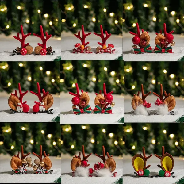 Wholesale Cute Christmas Deer Hair Clip Children's Day Side Corner Adorable Hair Accessories Hairband Hairpins Girls Hair Decorations