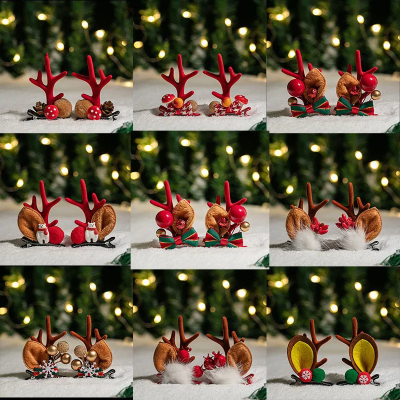Wholesale Cute Christmas Deer Hair Clip Children's Day Side Corner Adorable Hair Accessories Hairband Hairpins Girls Hair Decorations